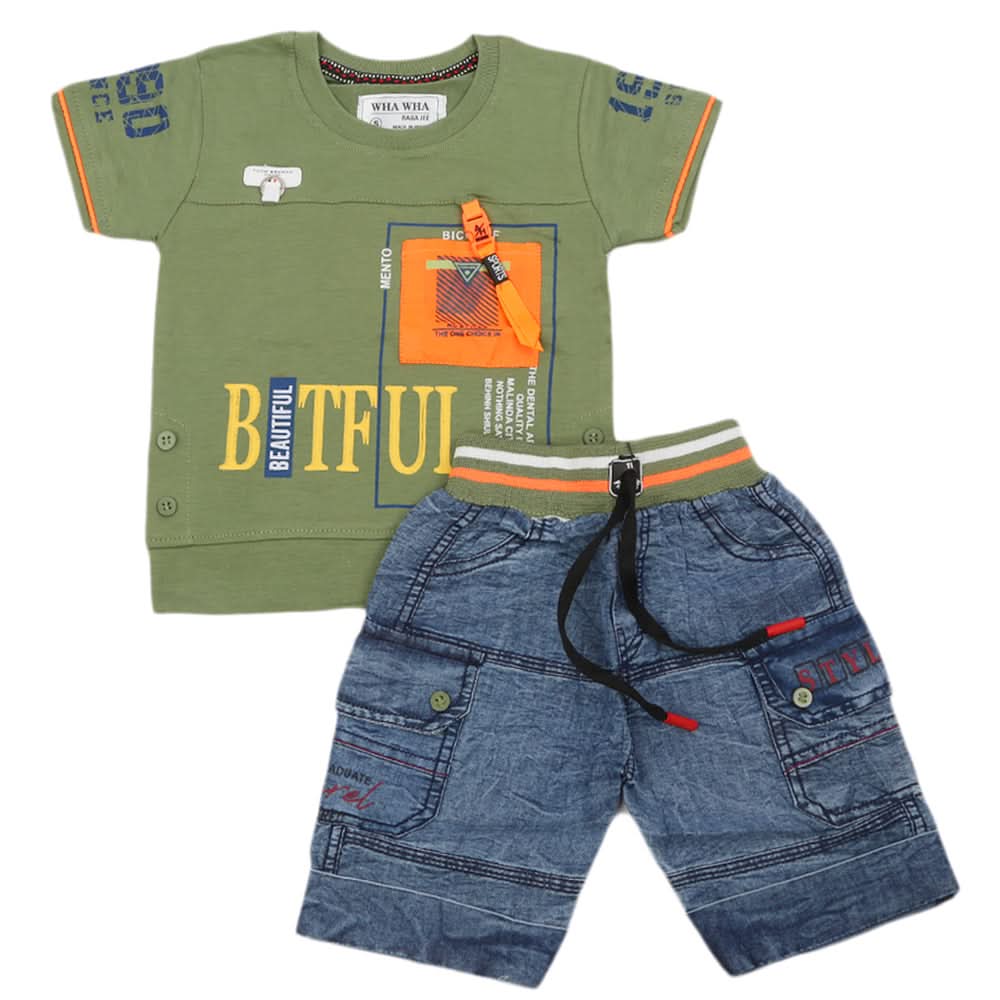 Boys Half Sleeves Suit - Green, Boys Sets & Suits, Chase Value, Chase Value
