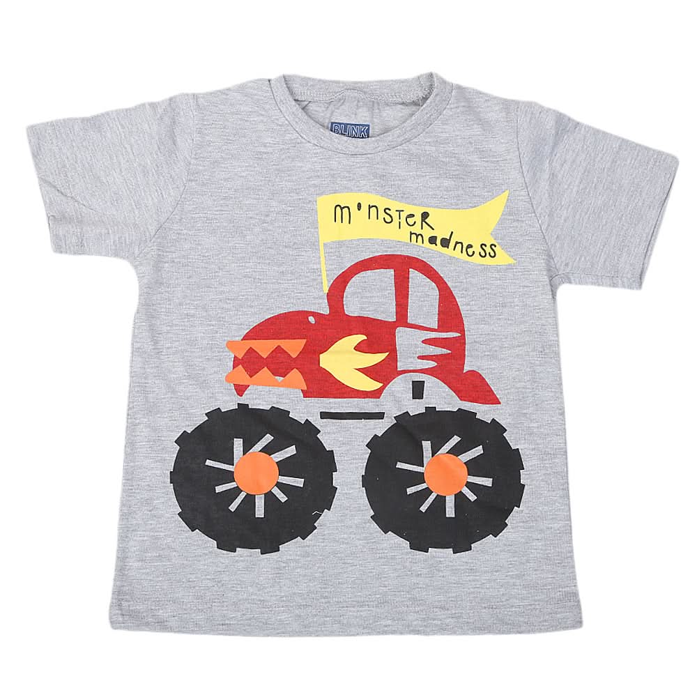Boys Round Neck Half Sleeves T-Shirt - Grey, Kids, Boys T-Shirts, Chase Value, Chase Value