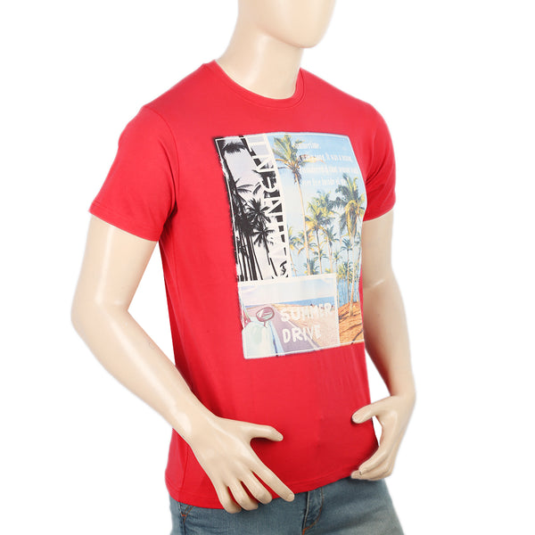 Men's Half Sleeves Digital Printed T-Shirt - Red, Men, T-Shirts And Polos, Chase Value, Chase Value