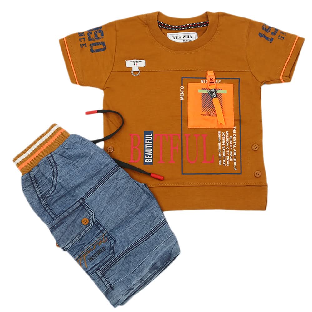 Boys Half Sleeves Suit - Brown, Boys Sets & Suits, Chase Value, Chase Value