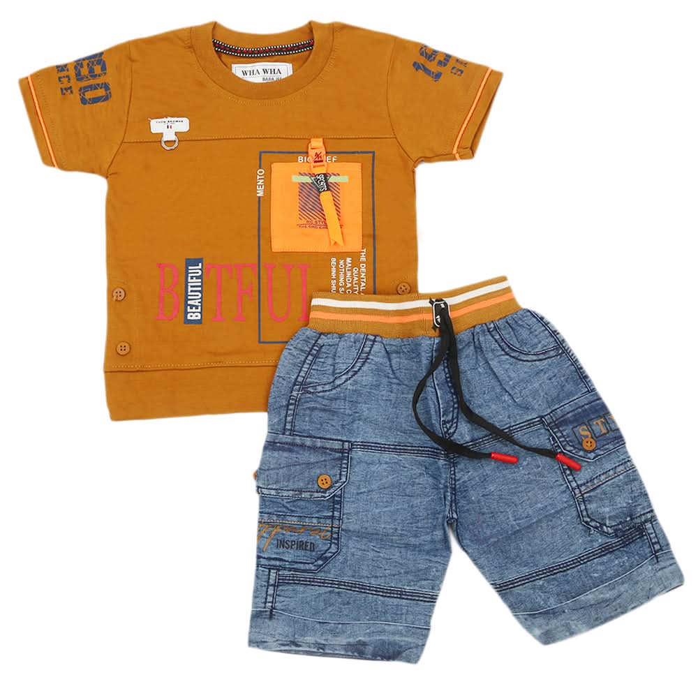 Boys Half Sleeves Suit - Brown, Boys Sets & Suits, Chase Value, Chase Value