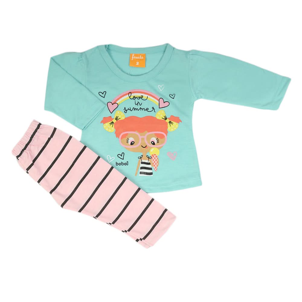 Newborn Girls Full Sleeves Suit - Cyan, Newborn Girls Sets & Suits, Chase Value, Chase Value