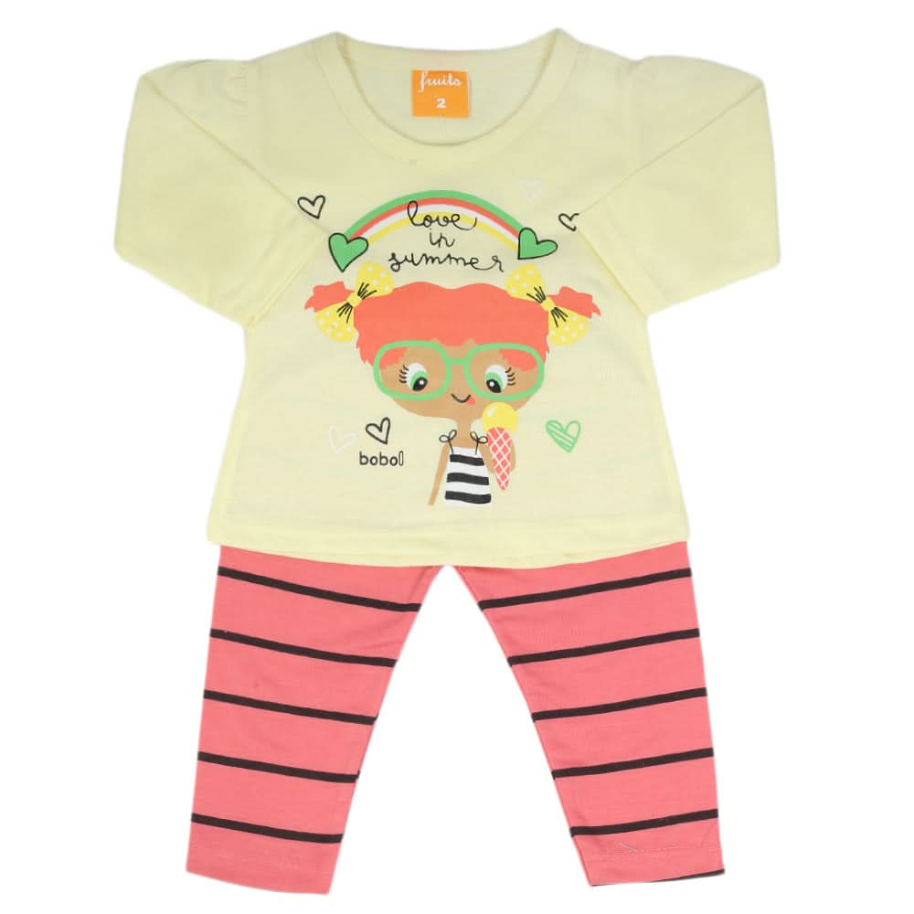 Newborn Girls Full Sleeves Suit - Lemon, Newborn Girls Sets & Suits, Chase Value, Chase Value