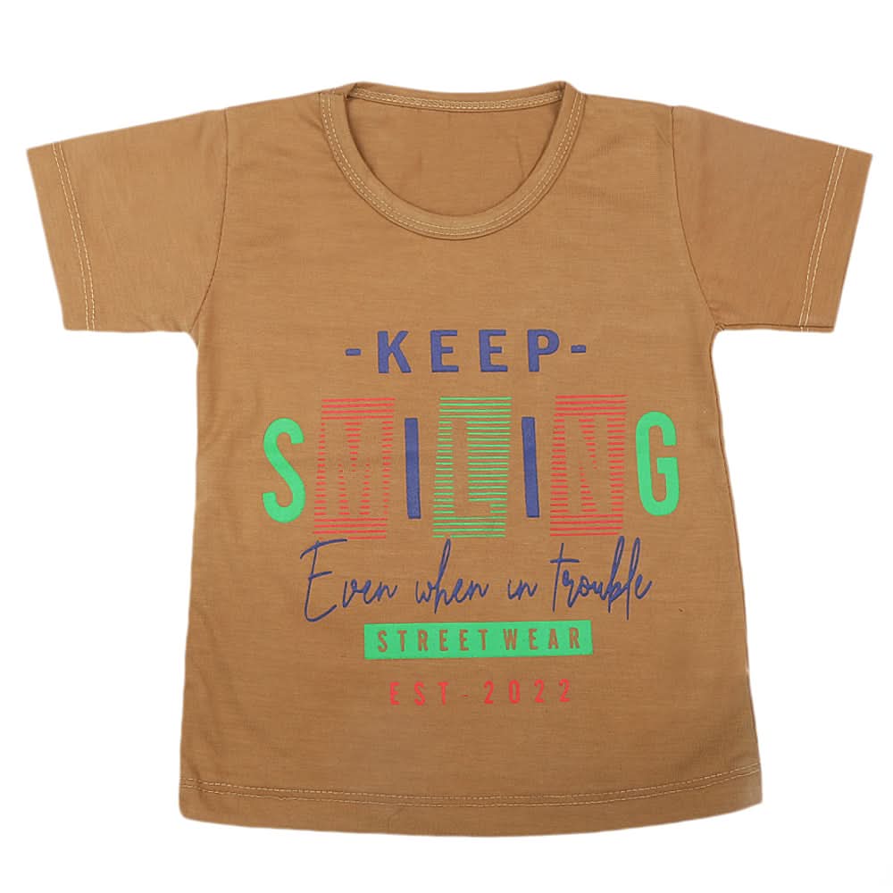 Boys Half Sleeves T-Shirt  - Brown, Kids, Boys T-Shirts, Chase Value, Chase Value
