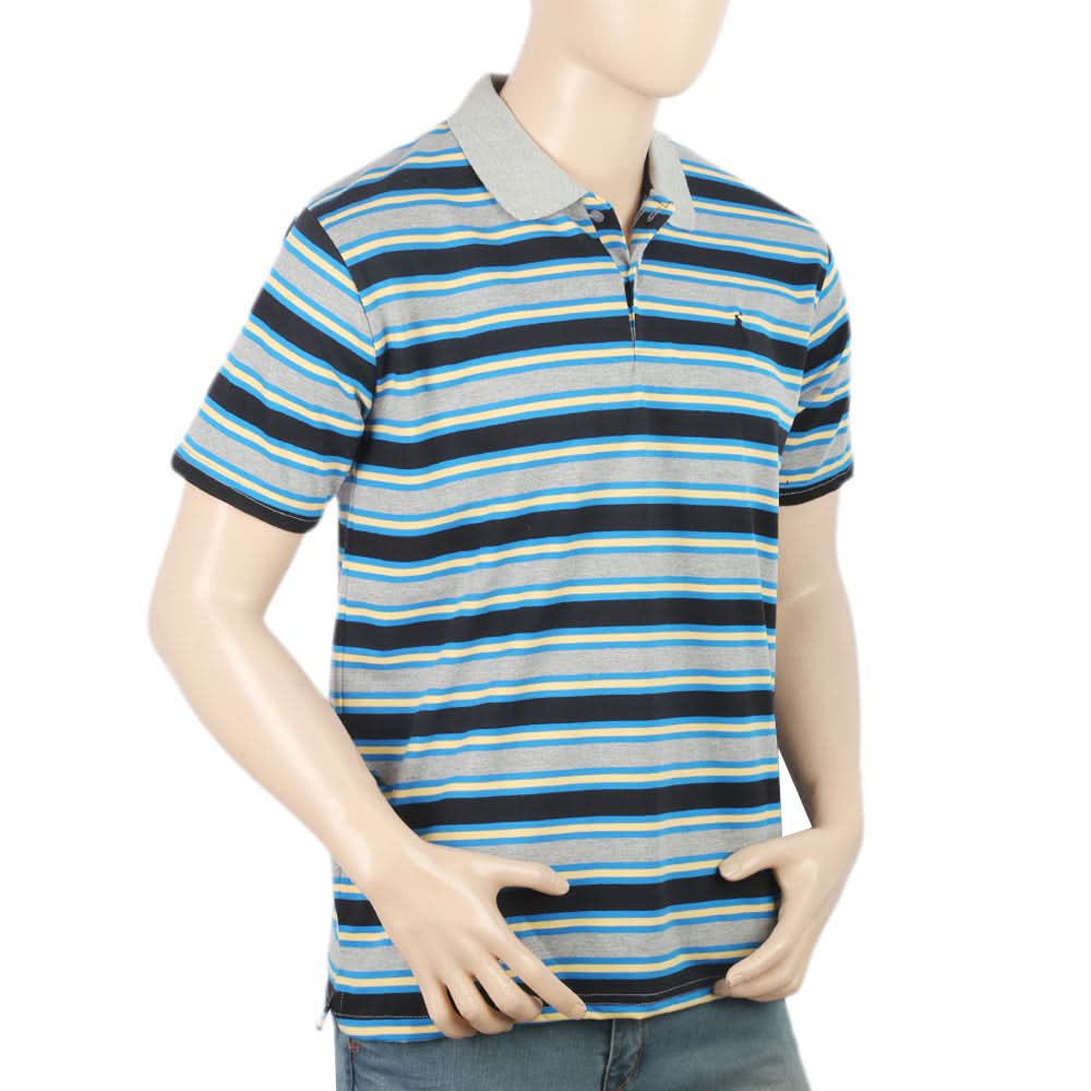 Men's Half Sleeves Yarn Dyed Polo T-Shirt - Light Grey, Men, T-Shirts And Polos, Chase Value, Chase Value