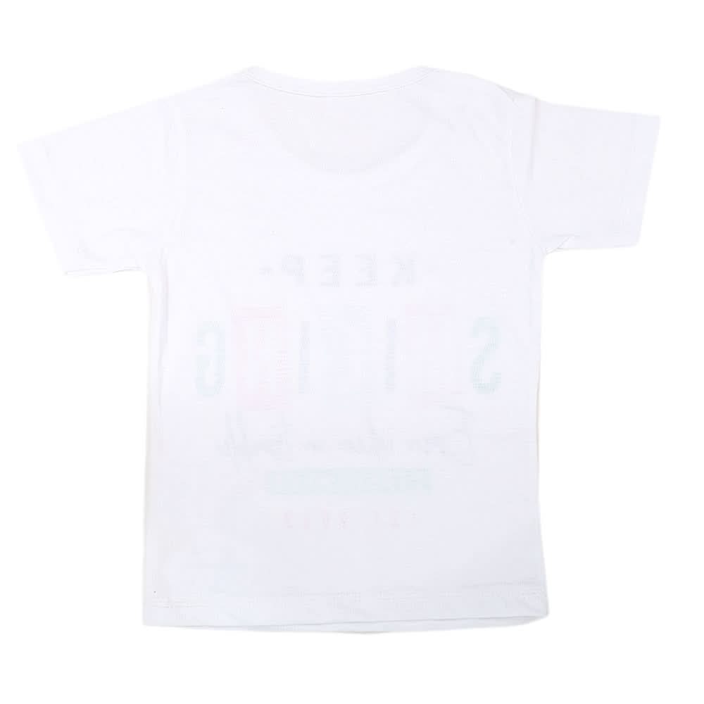 Boys Half Sleeves T-Shirt  - White, Kids, Boys T-Shirts, Chase Value, Chase Value