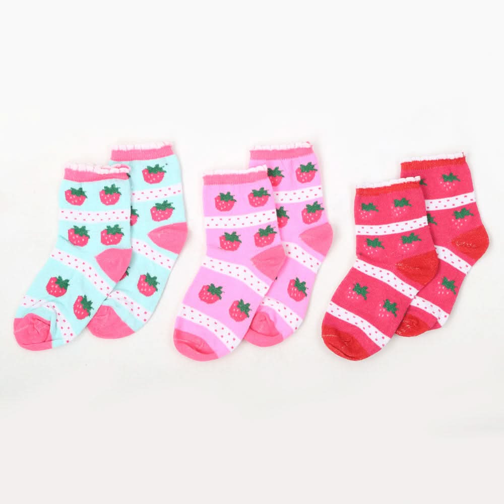 Girls 3 Pieces Frill Socks - Multi, Kids, Girls Socks, Chase Value, Chase Value