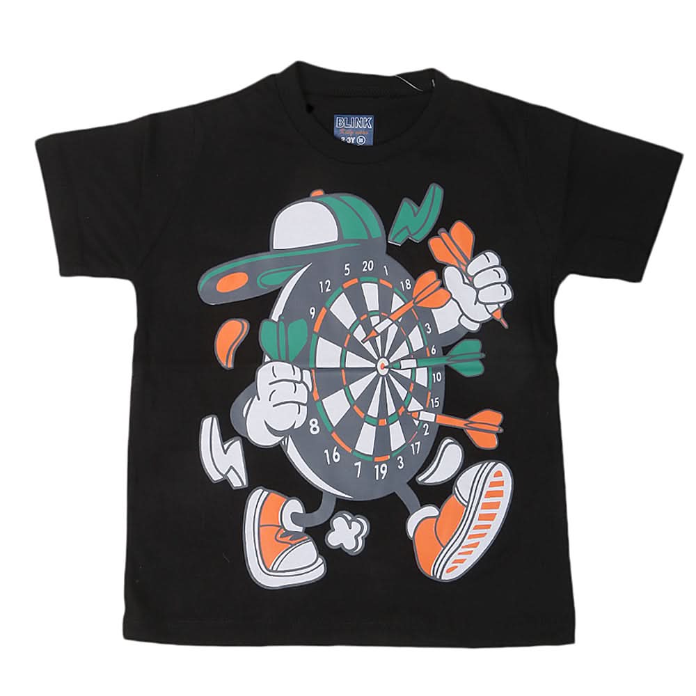 Boys Round Neck Half Sleeves T-Shirt - Black, Kids, Boys T-Shirts, Chase Value, Chase Value
