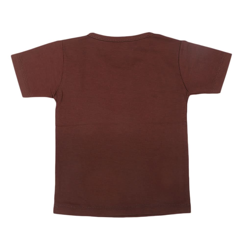 Boys Half Sleeves T-Shirt  - Dark Brown, Kids, Boys T-Shirts, Chase Value, Chase Value