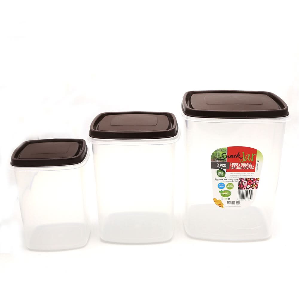Snack Jar 3 Pcs Set - Brown, Home & Lifestyle, Storage Boxes, Chase Value, Chase Value