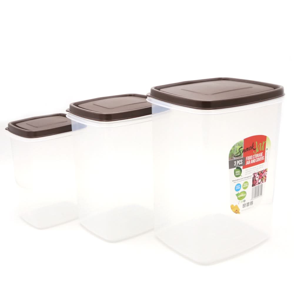 Snack Jar 3 Pcs Set - Brown, Home & Lifestyle, Storage Boxes, Chase Value, Chase Value
