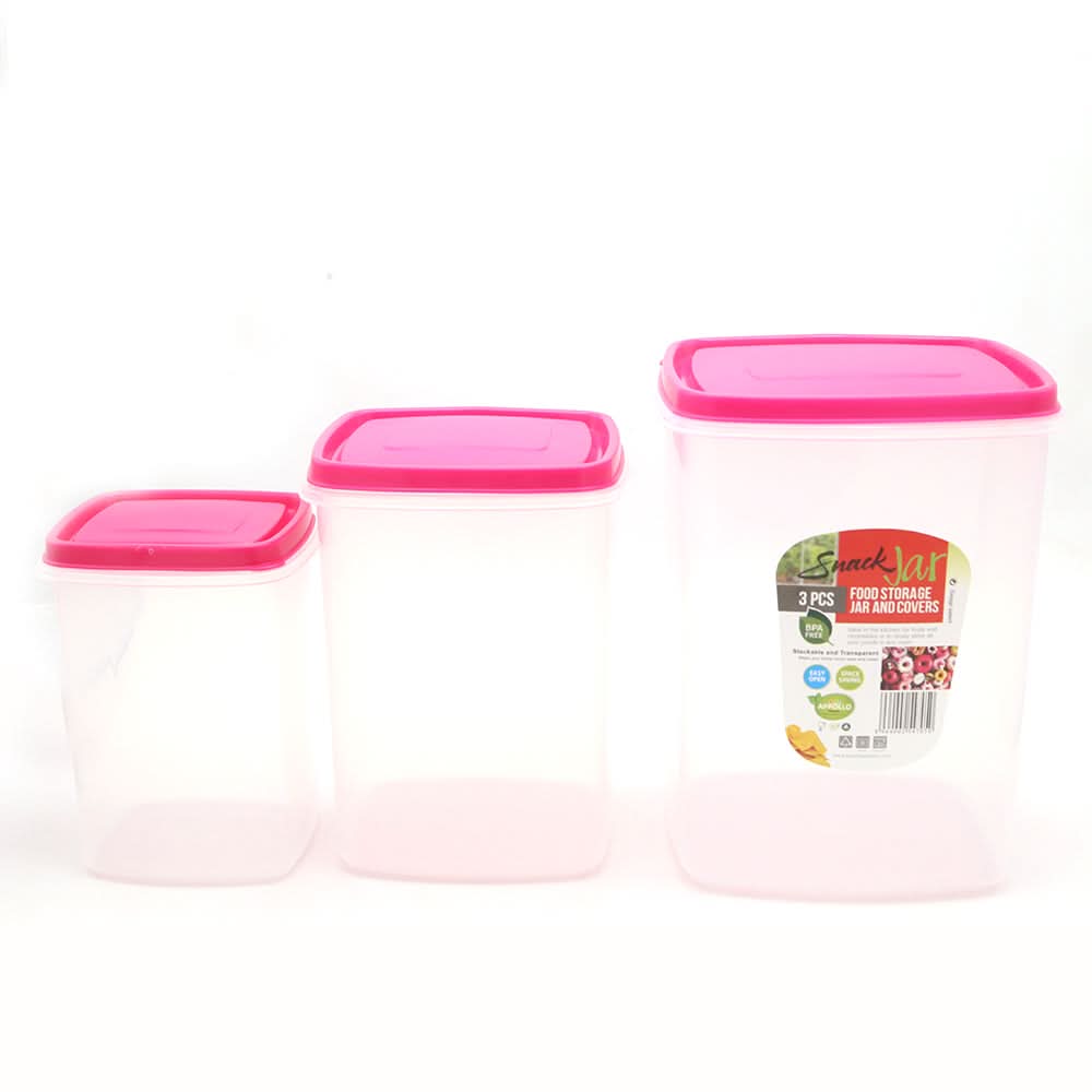 Snack Jar 3 Pcs Set - Pink, Home & Lifestyle, Storage Boxes, Chase Value, Chase Value