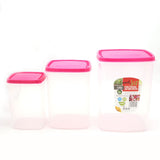 Snack Jar 3 Pcs Set - Pink, Home & Lifestyle, Storage Boxes, Chase Value, Chase Value