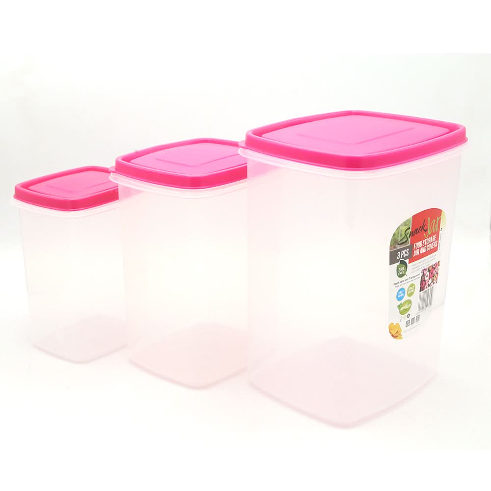 Snack Jar 3 Pcs Set - Pink, Home & Lifestyle, Storage Boxes, Chase Value, Chase Value