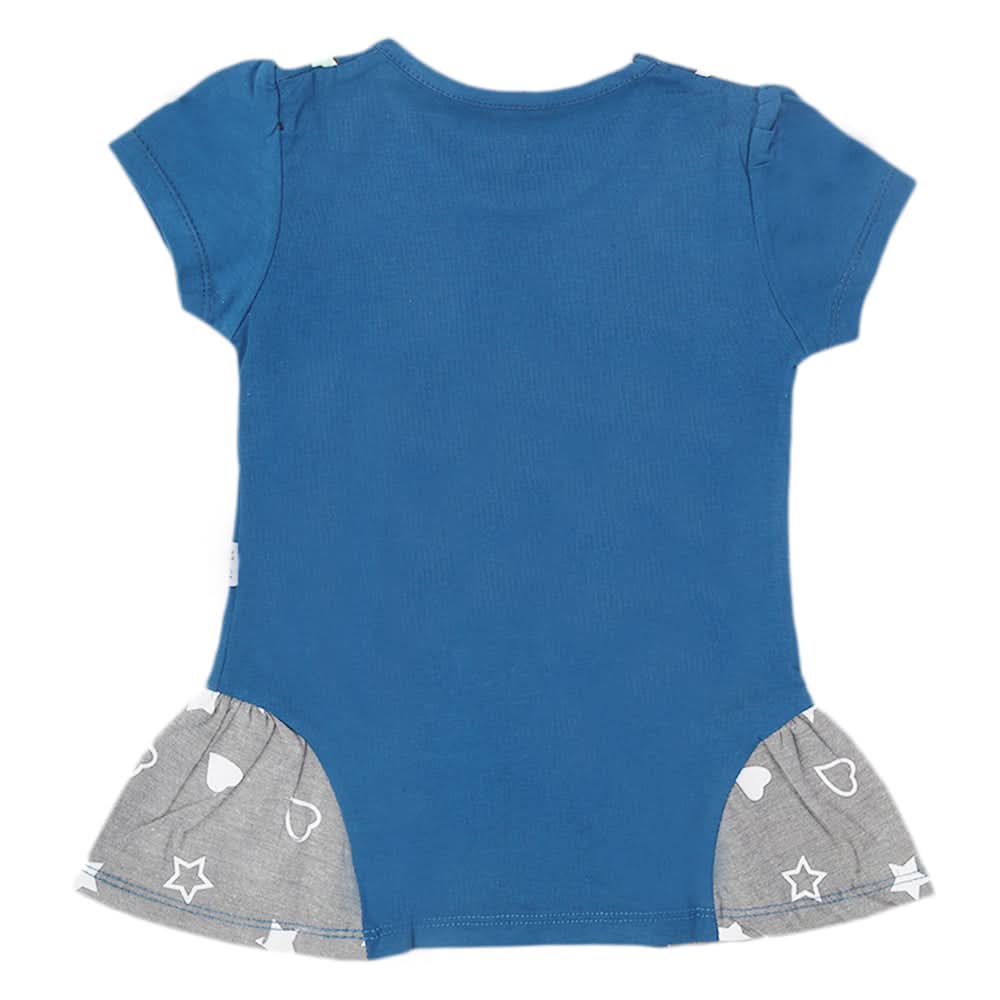 Girls Half Sleeves T-Shirt - Steel Blue, Kids, Girls T-Shirts, Chase Value, Chase Value