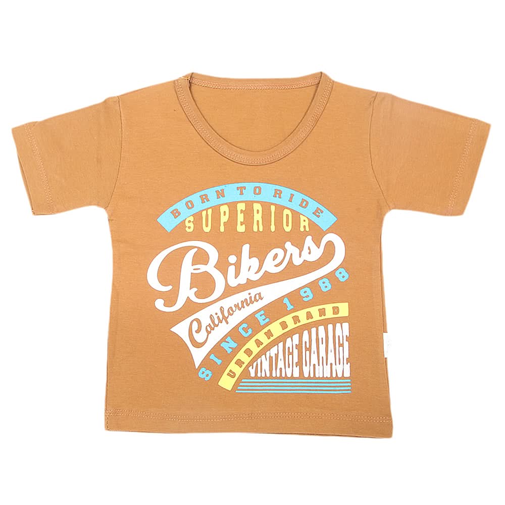 Boys Half Sleeves T-Shirt  - Brown, Kids, Boys T-Shirts, Chase Value, Chase Value