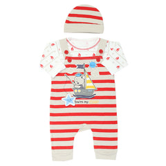Newborn Boys Romper 3Pcs - Red, Newborn Boys Rompers, Chase Value, Chase Value