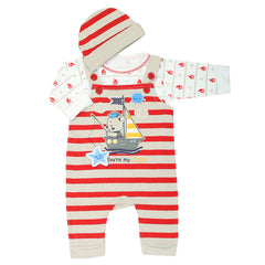 Newborn Boys Romper 3Pcs - Red, Newborn Boys Rompers, Chase Value, Chase Value