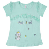 Girls Half Sleeves T-Shirt - Cyan, Kids, Girls T-Shirts, Chase Value, Chase Value