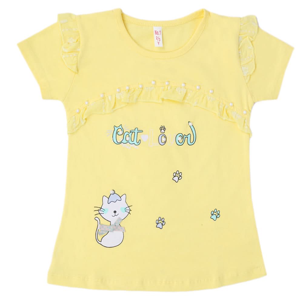 Girls Half Sleeves T-Shirt - Yellow, Kids, Girls T-Shirts, Chase Value, Chase Value