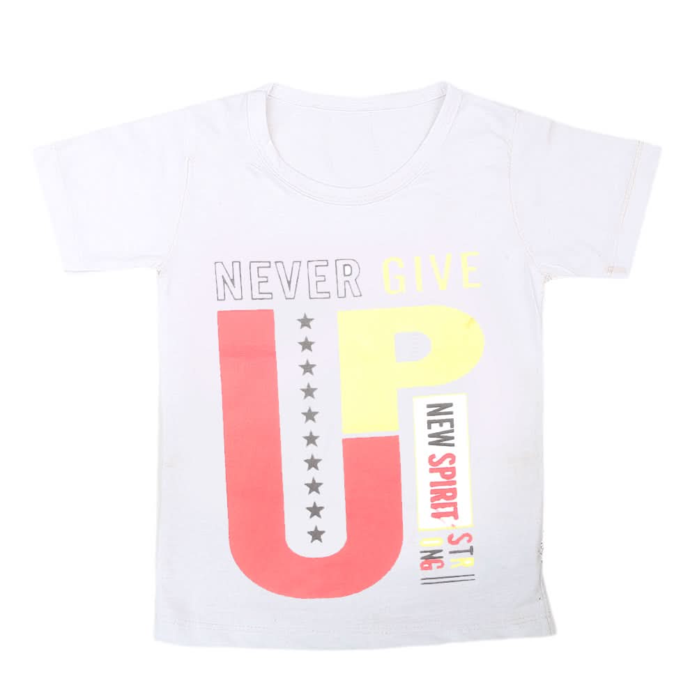Boys Half Sleeves T-Shirt  - White, Kids, Boys T-Shirts, Chase Value, Chase Value