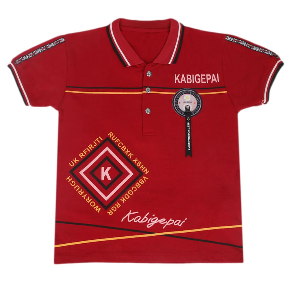 Boys Half Sleeves Polo T-Shirt - Maroon, Boys T-Shirts, Chase Value, Chase Value