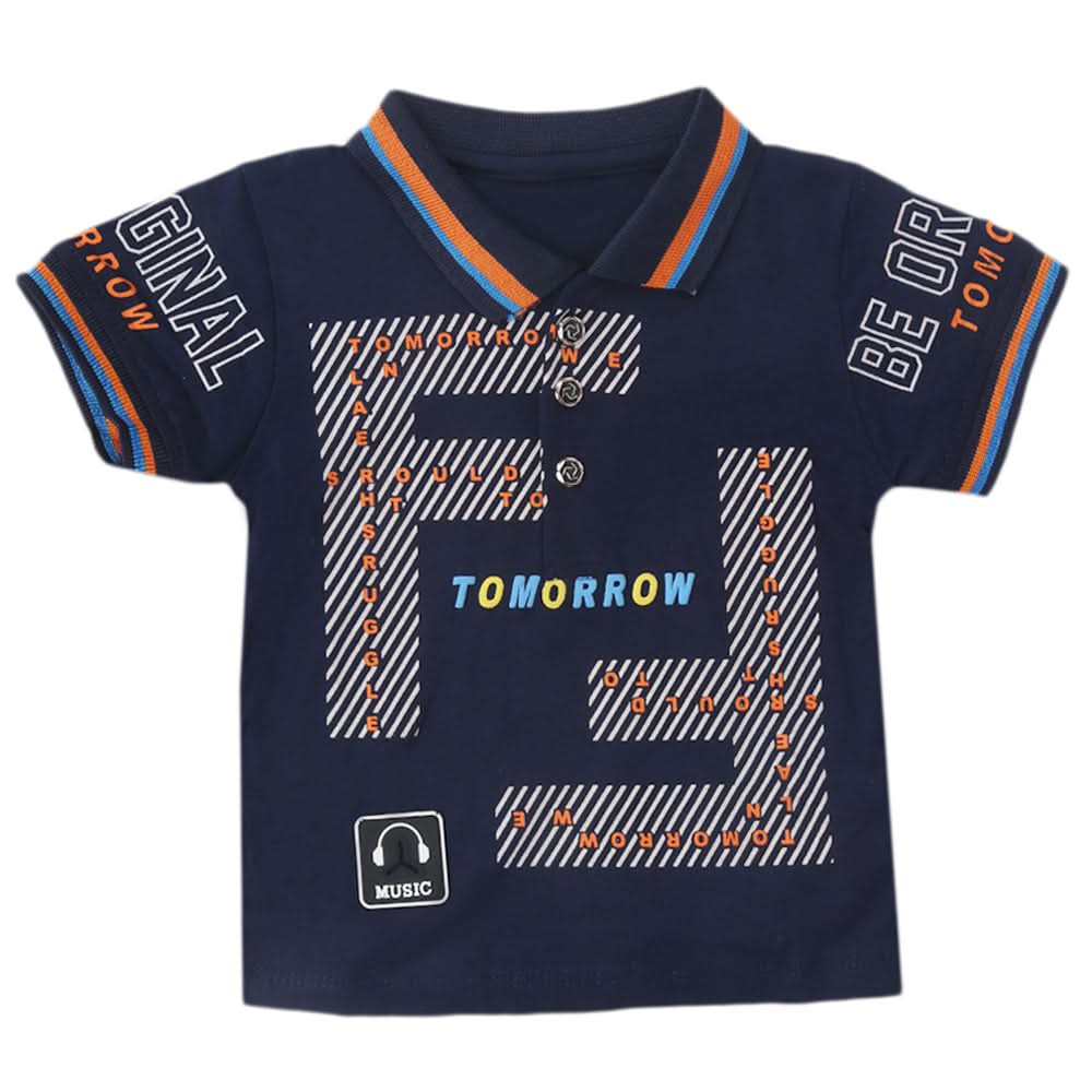 Boys Half Sleeves Polo T-Shirt - Navy Blue, Kids, Boys T-Shirts, Chase Value, Chase Value