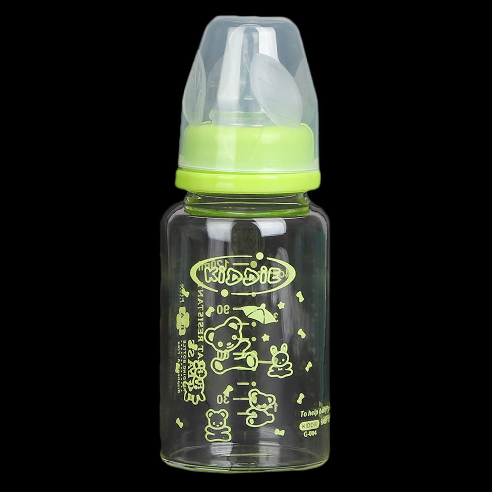 Kiddie Hi-Heat Resistant Glass Feeding Bottle 125ml/4oz - Green, Kids, Feeding Supplies, Chase Value, Chase Value