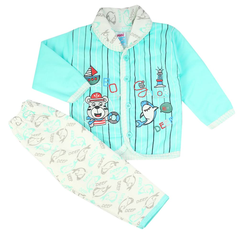 Newborn Boys Full Sleeves Suit - Cyan, Newborn Boys Sets & Suits, Chase Value, Chase Value