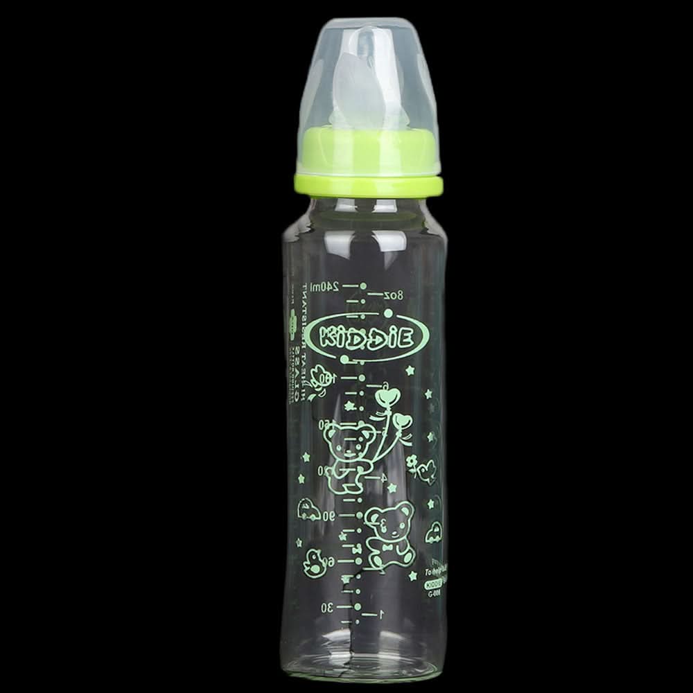 Kiddie Hi-Heat Resistant Glass Feeding Bottle 240ml/8oz - Green, Kids, Feeding Supplies, Chase Value, Chase Value