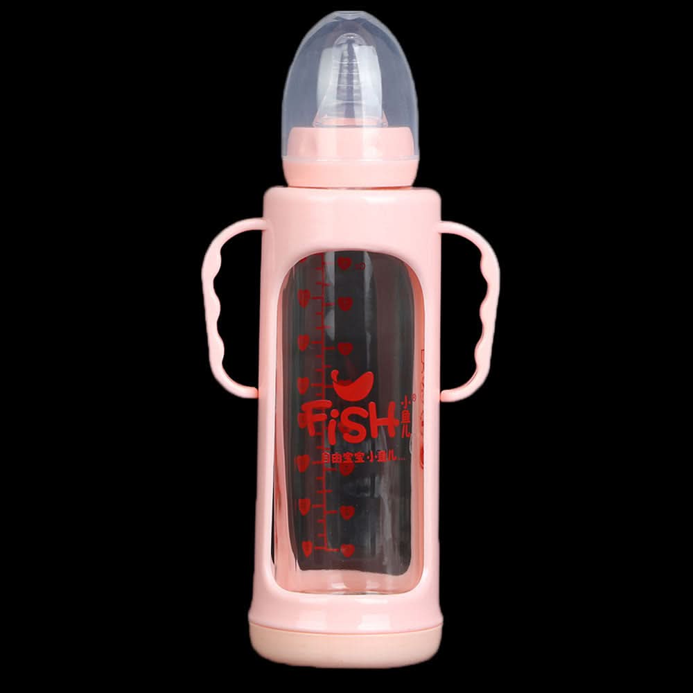 Fish Resistant Glass Feeding Bottle 240ml - Peach, Kids, Feeding Supplies, Chase Value, Chase Value