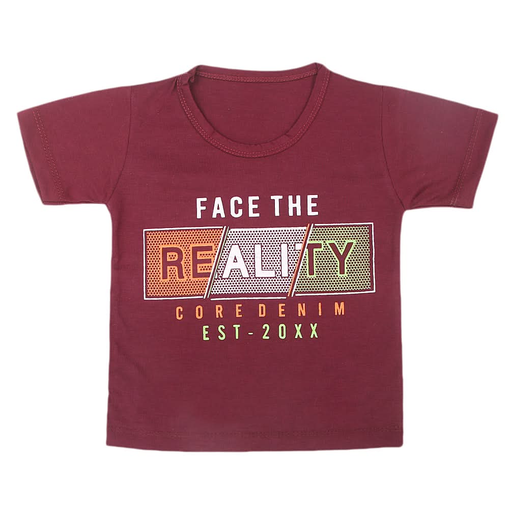 Boys Half Sleeves T-Shirt  - Maroon, Kids, Boys T-Shirts, Chase Value, Chase Value