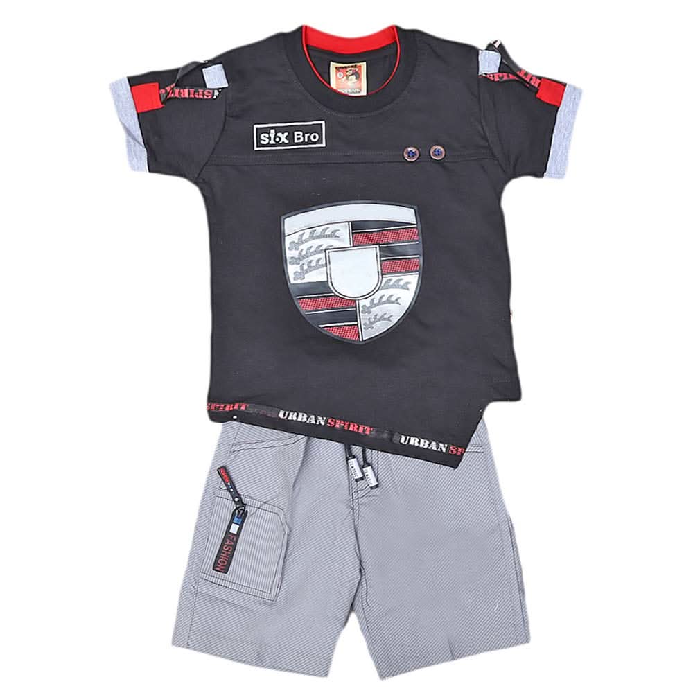 Boys Half Sleeves Suit 6B-02 - Black, Kids, Boys Sets And Suits, Chase Value, Chase Value