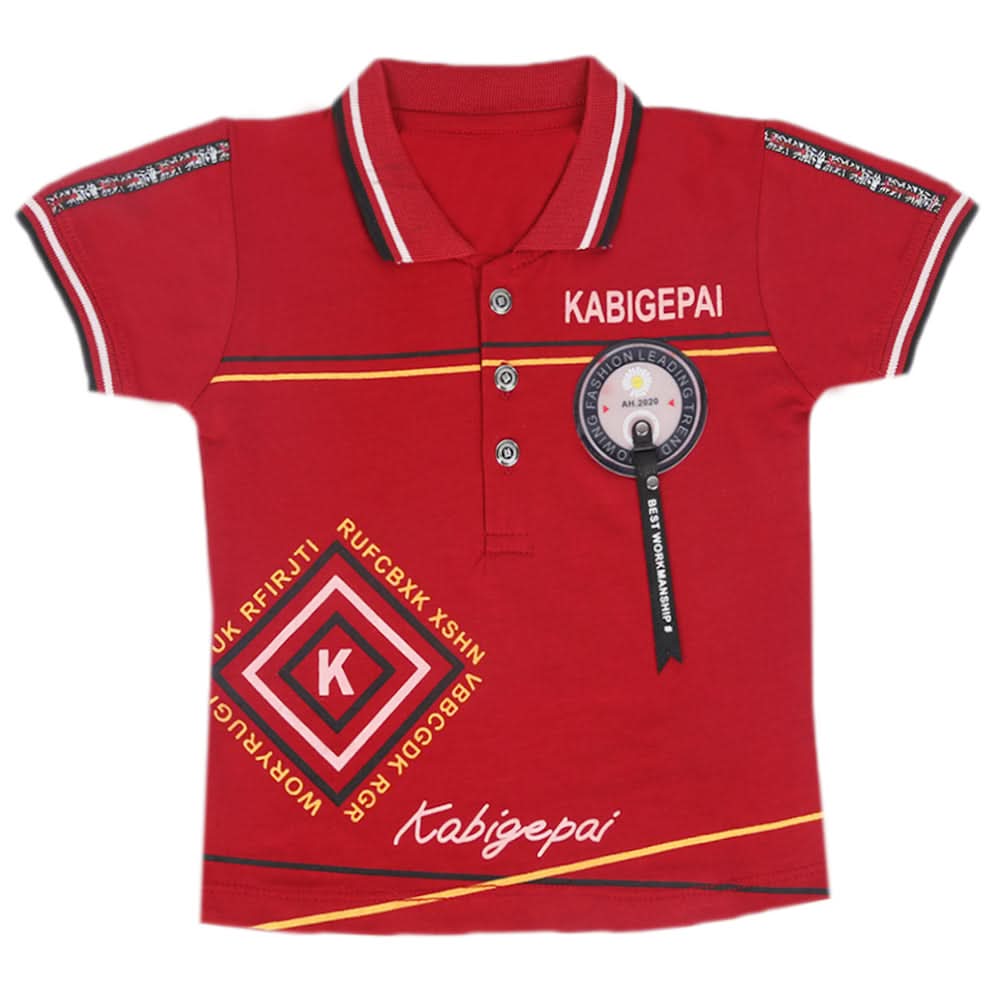 Boys Half Sleeves Polo T-Shirt - Maroon, Kids, Boys T-Shirts, Chase Value, Chase Value
