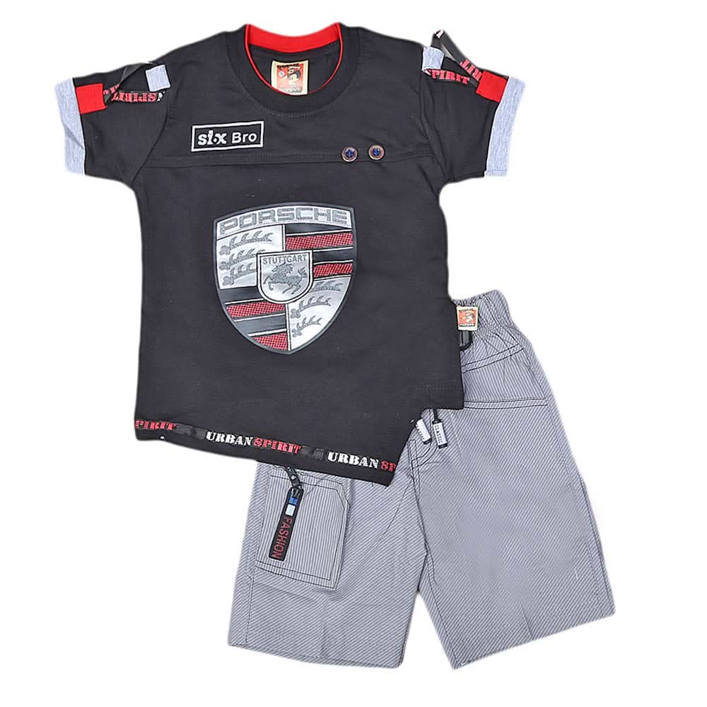Boys Half Sleeves Suit 6B-02 - Black, Kids, Boys Sets And Suits, Chase Value, Chase Value