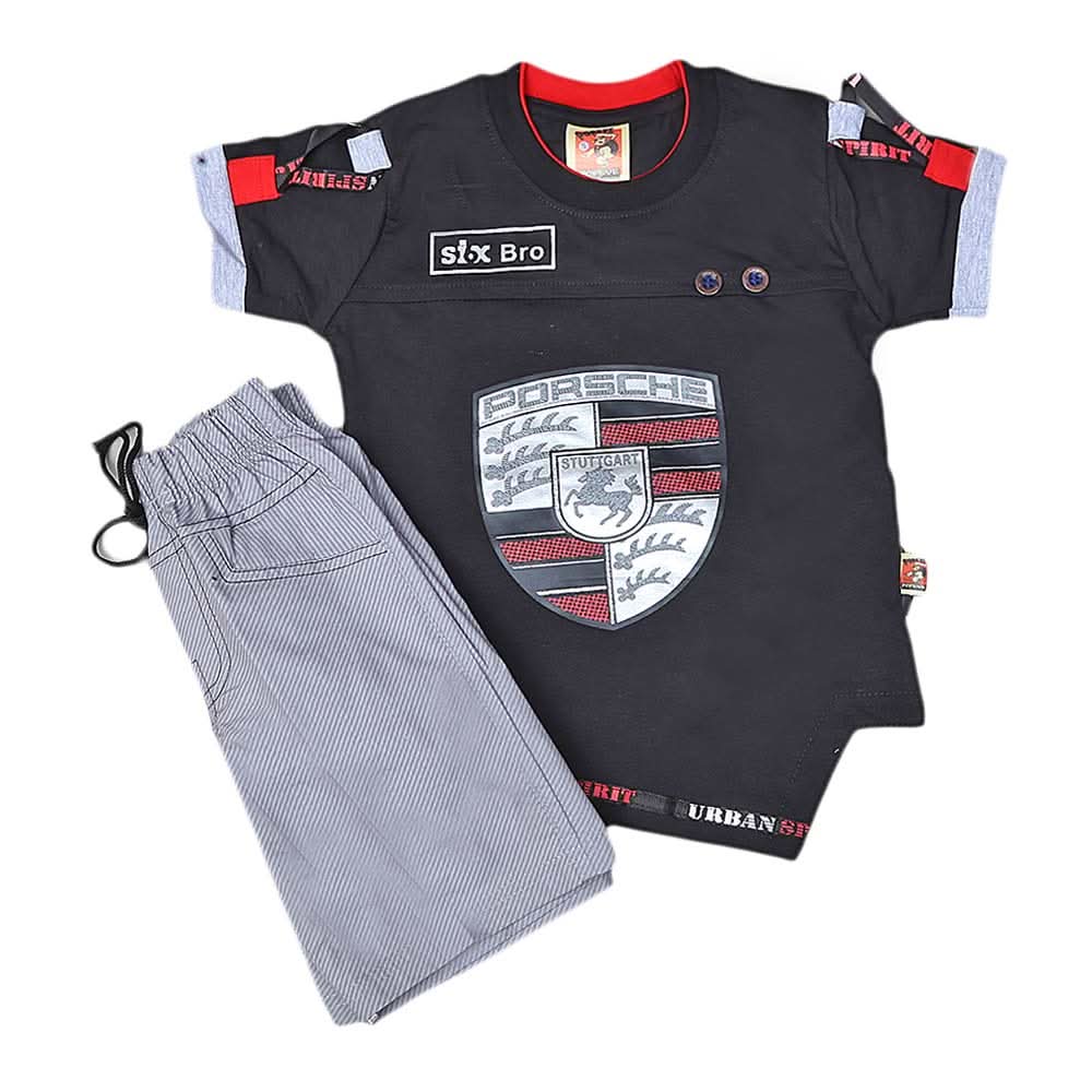 Boys Half Sleeves Suit 6B-02 - Black, Kids, Boys Sets And Suits, Chase Value, Chase Value