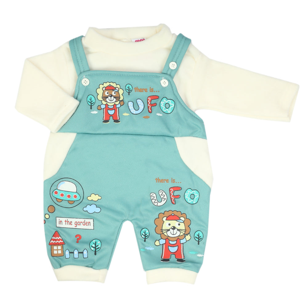 Newborn Boys Full Sleeves Romper - Steel Green, Newborn Boys Rompers, Chase Value, Chase Value