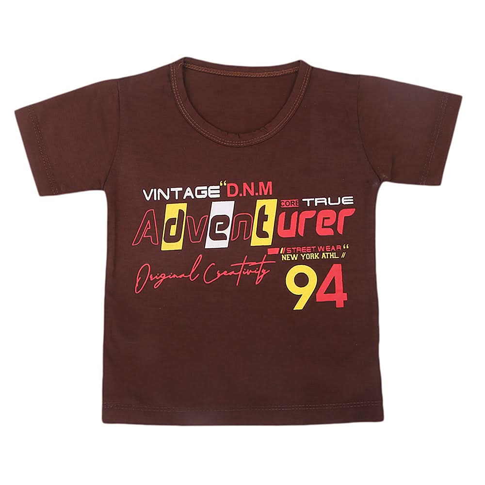 Boys Half Sleeves T-Shirt  - Brown, Kids, Boys T-Shirts, Chase Value, Chase Value