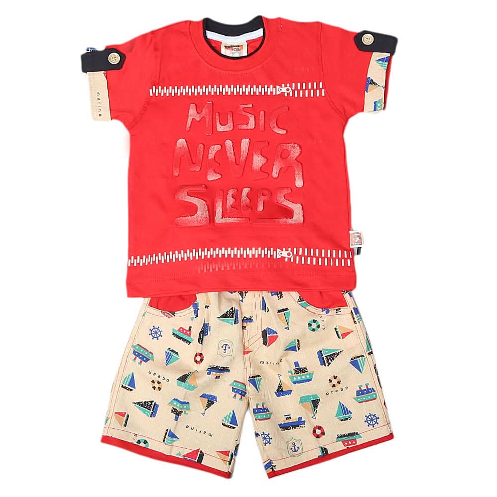 Boys Half Sleeves Suit 6B - 41 - Red, Kids, Boys Sets And Suits, Chase Value, Chase Value
