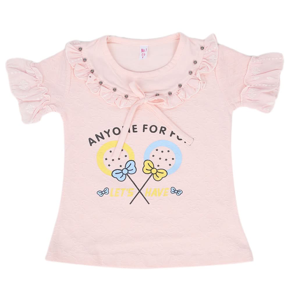 Girls Half Sleeves T-Shirt - Pink, Kids, Girls T-Shirts, Chase Value, Chase Value