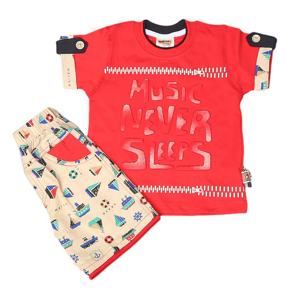 Boys Half Sleeves Suit 6B - 41 - Red, Kids, Boys Sets And Suits, Chase Value, Chase Value