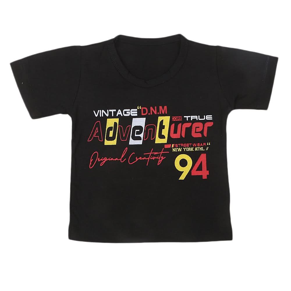 Boys Half Sleeves T-Shirt  - Black, Kids, Boys T-Shirts, Chase Value, Chase Value