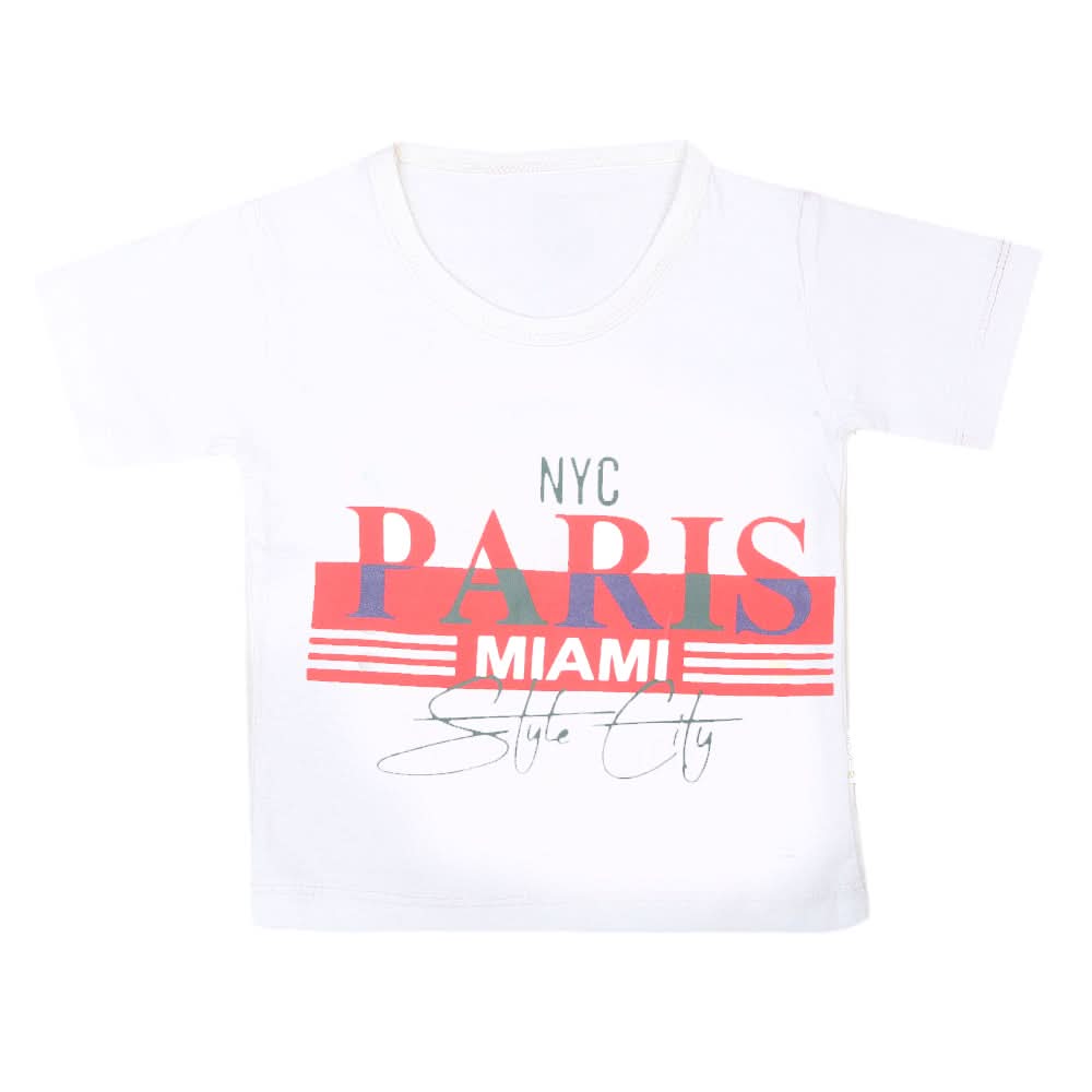 Boys Half Sleeves T-Shirt  - White, Kids, Boys T-Shirts, Chase Value, Chase Value