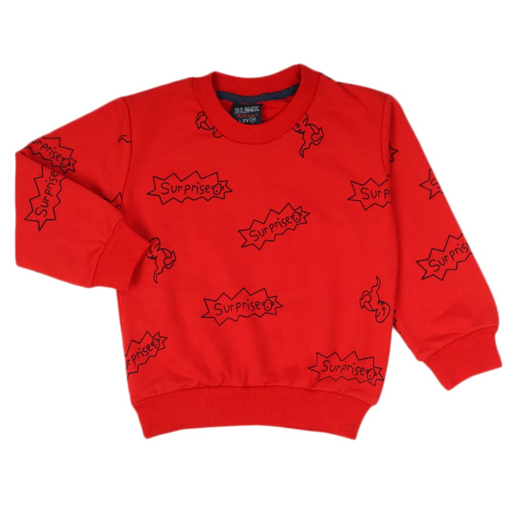 Boys Terry Sweat Shirt - Red, Boys Hoodies & Sweat Shirts, Chase Value, Chase Value