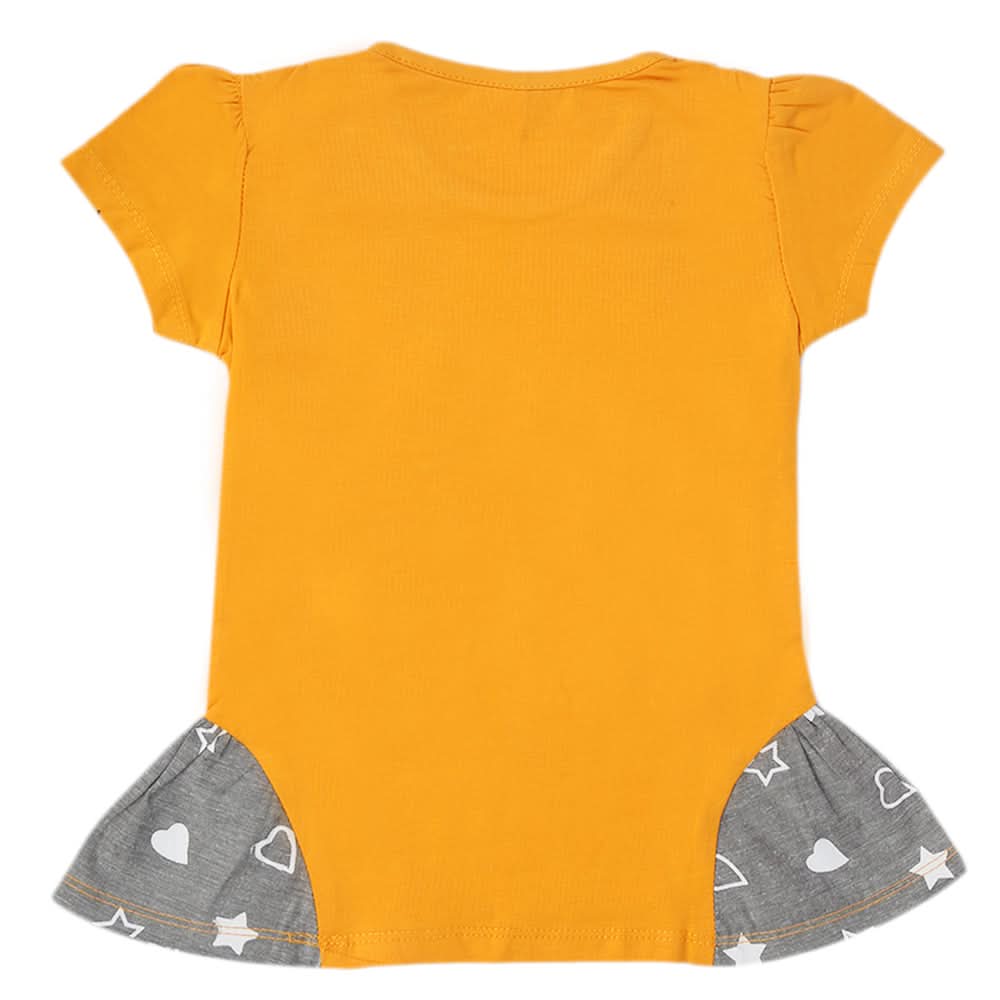 Girls Half Sleeves T-Shirt - Mustard, Kids, Girls T-Shirts, Chase Value, Chase Value
