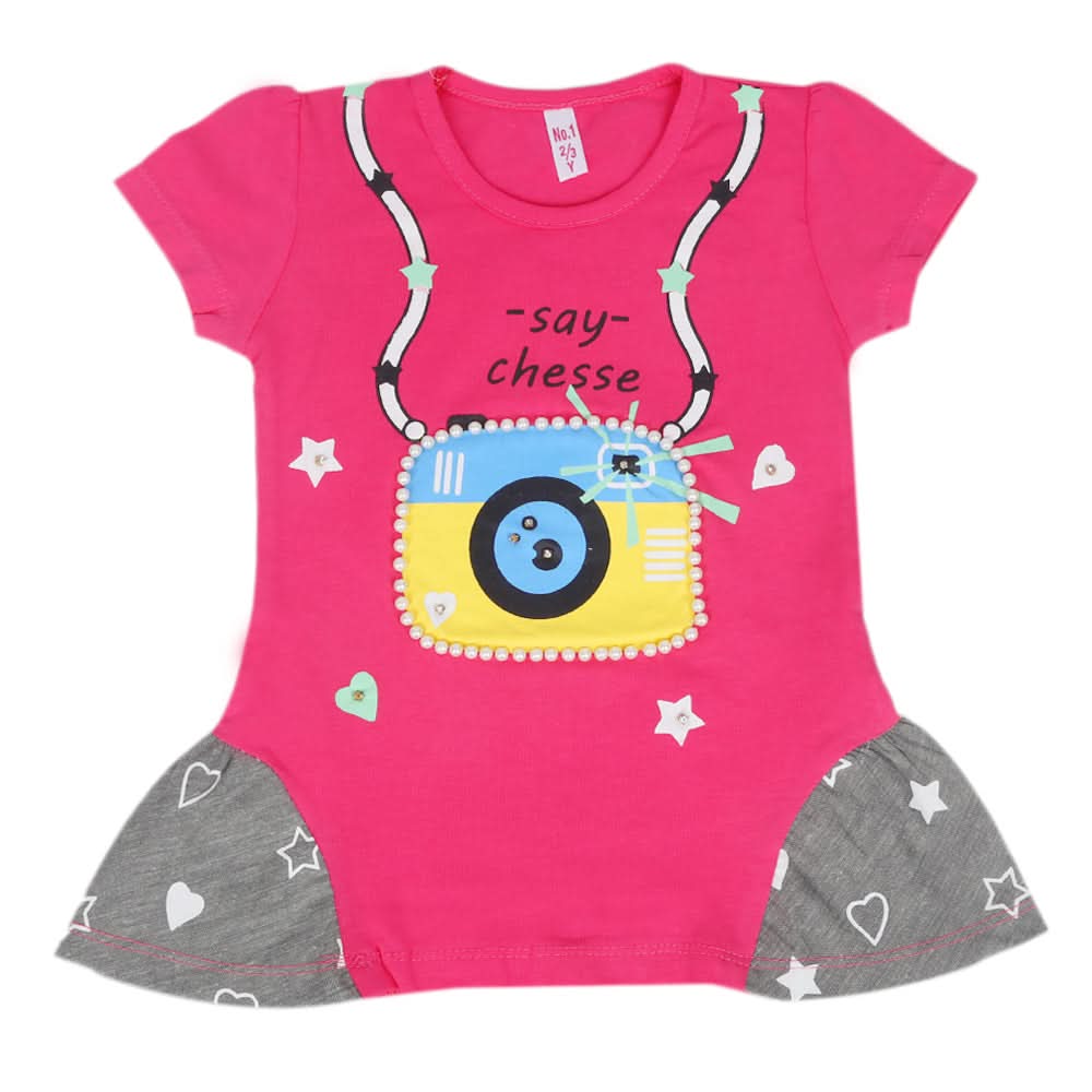 Girls Half Sleeves T-Shirt - Pink, Kids, Girls T-Shirts, Chase Value, Chase Value