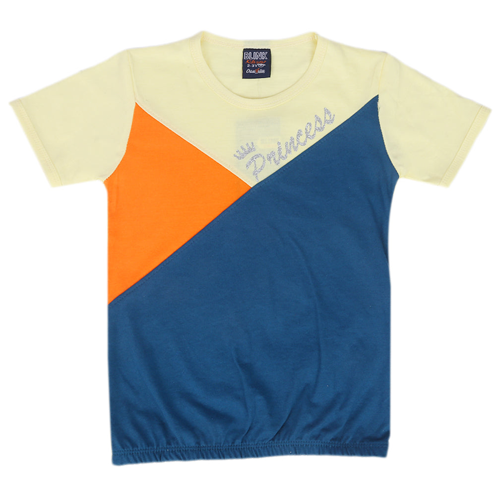 Girls Cut & Sew T-Shirt - Yellow, Kids, Girls T-Shirts, Chase Value, Chase Value