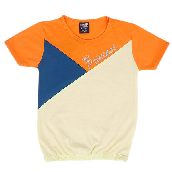 Girls Cut & Sew T-Shirt - Orange, Kids, Girls T-Shirts, Chase Value, Chase Value