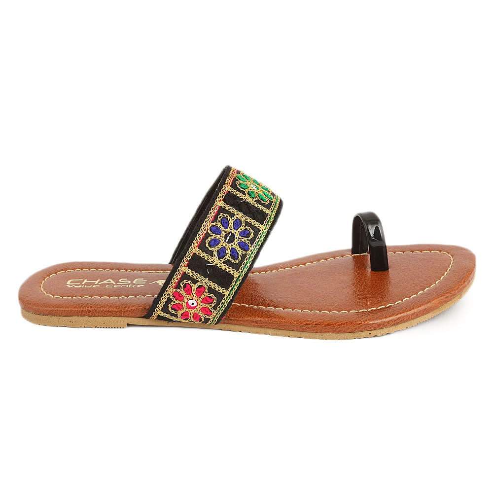 Women's Embroidery Slipper (SA-012) - Black - test-store-for-chase-value