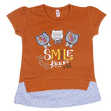 Girls Half Sleeves T-Shirt - Camel, Kids, Girls T-Shirts, Chase Value, Chase Value